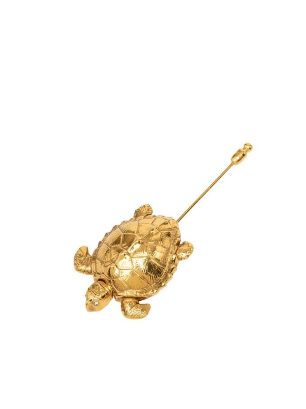 Chanel 96A CC Logo Vintage Turtle Motif Pin Brooch Gold Plated Rhinestone